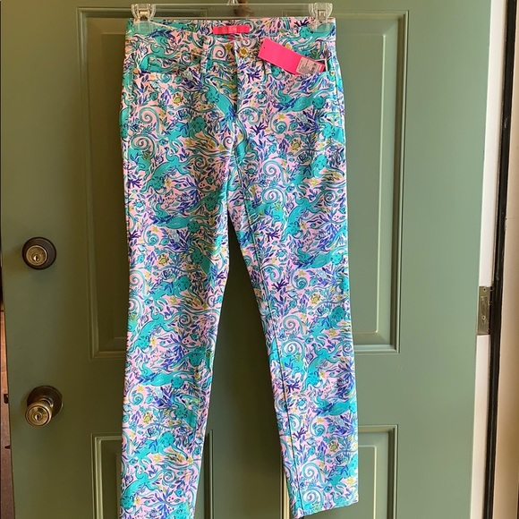 Sz 2 Lilly Pulitzer womens crop pants SouthOcean Skinny NWT - Picture 2 of 7